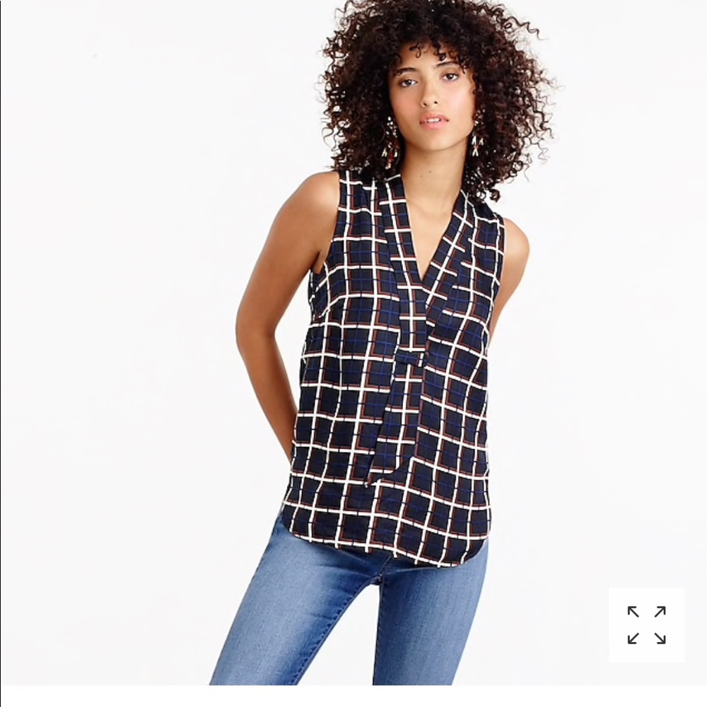 JCREW Sleeveless silktwill top in windowpane print